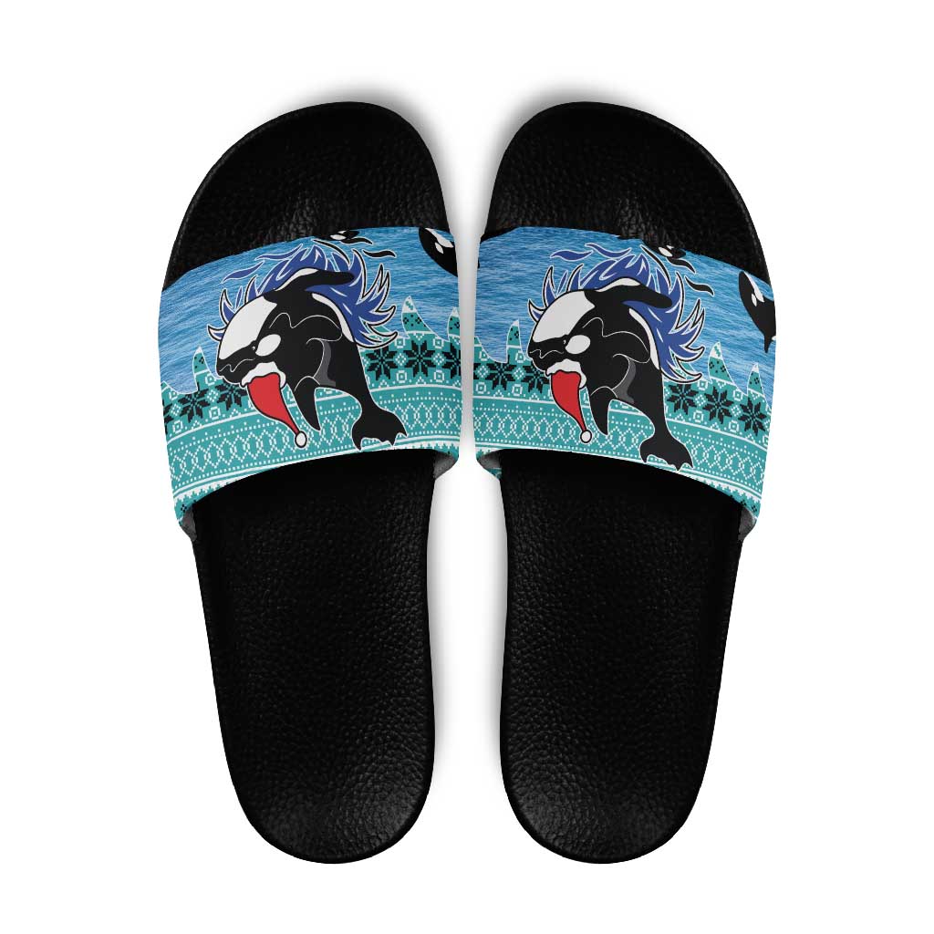 Love Oracle Whale Christmas Slide Sandals Xmas Holiday Patterns - Wonder Print Shop