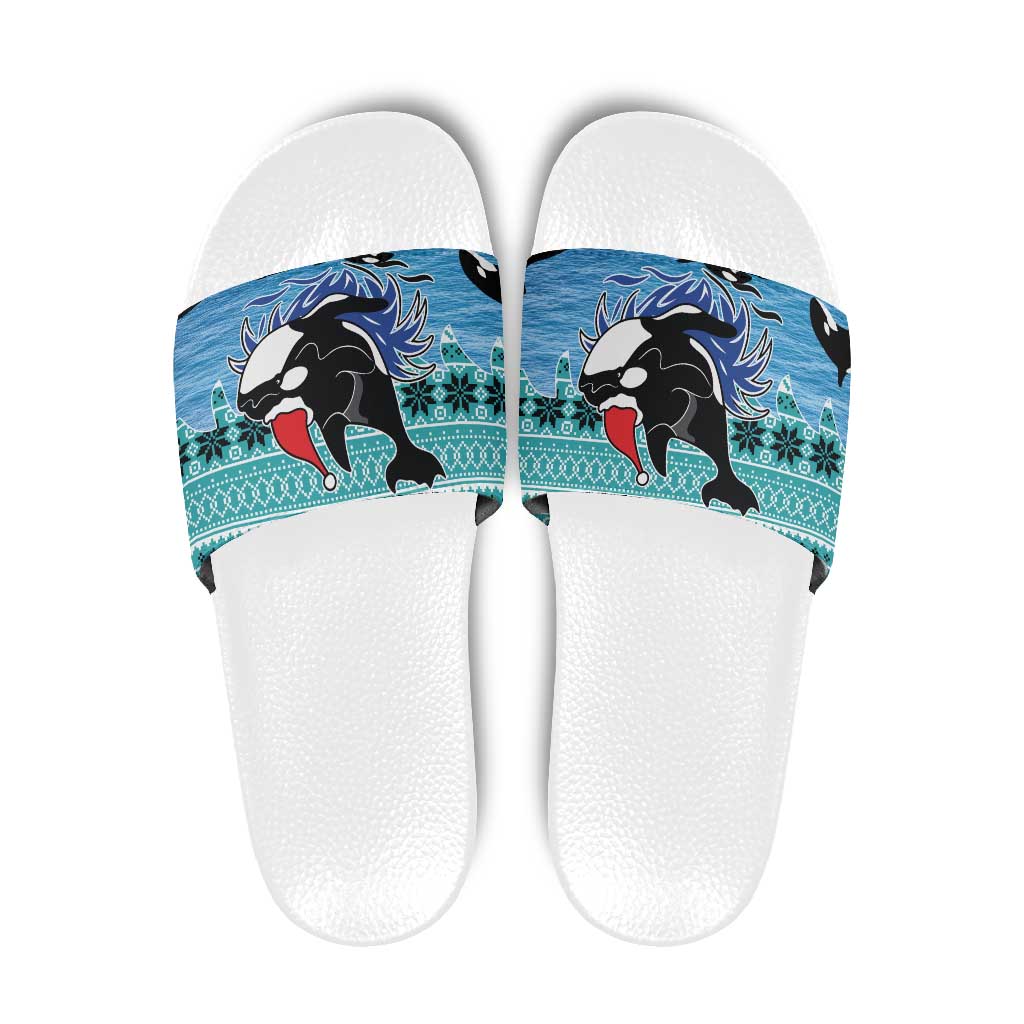 Love Oracle Whale Christmas Slide Sandals Xmas Holiday Patterns - Wonder Print Shop
