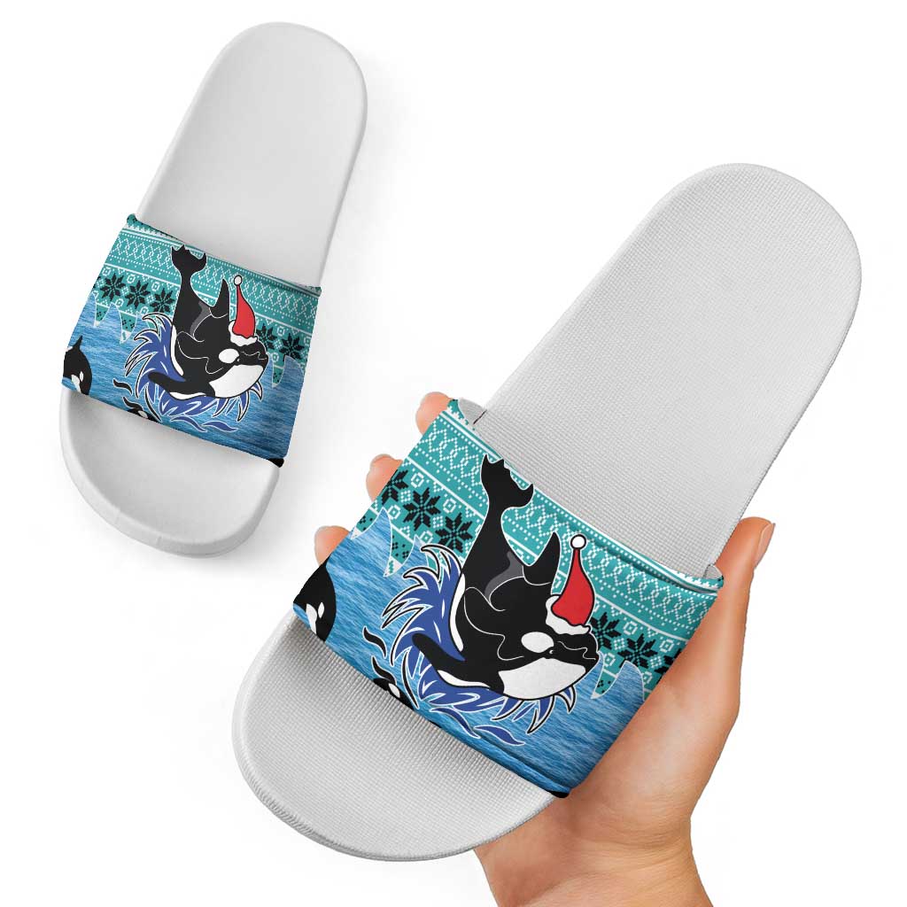 Love Oracle Whale Christmas Slide Sandals Xmas Holiday Patterns - Wonder Print Shop