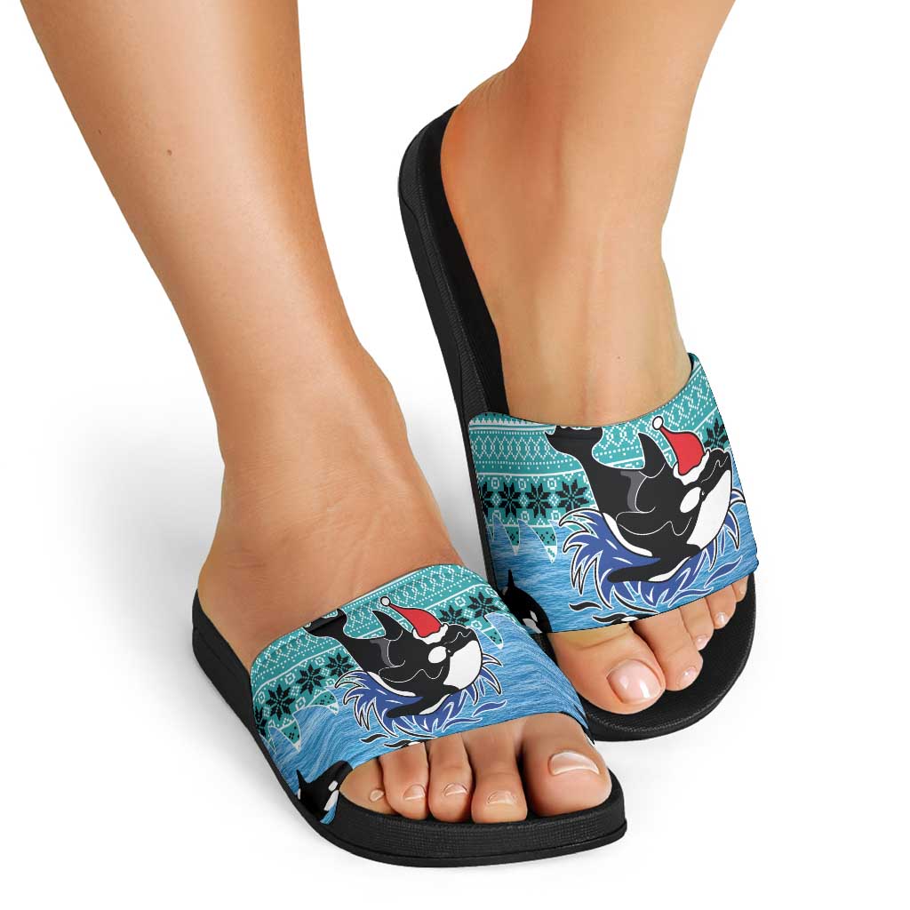 Love Oracle Whale Christmas Slide Sandals Xmas Holiday Patterns - Wonder Print Shop