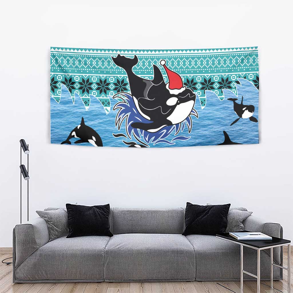 Love Oracle Whale Christmas Tapestry Xmas Holiday Patterns - Wonder Print Shop