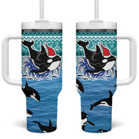Love Oracle Whale Christmas Tumbler With Handle Xmas Holiday Patterns - Wonder Print Shop
