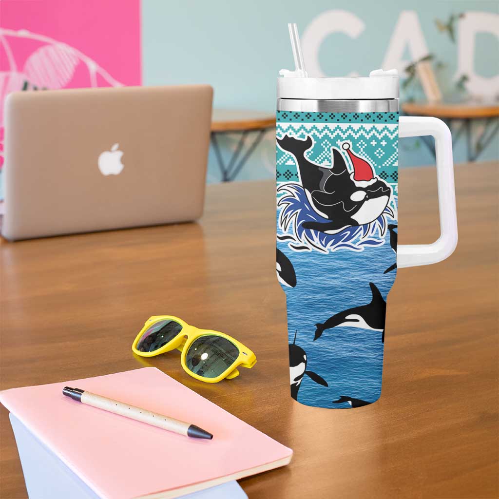 Love Oracle Whale Christmas Tumbler With Handle Xmas Holiday Patterns - Wonder Print Shop