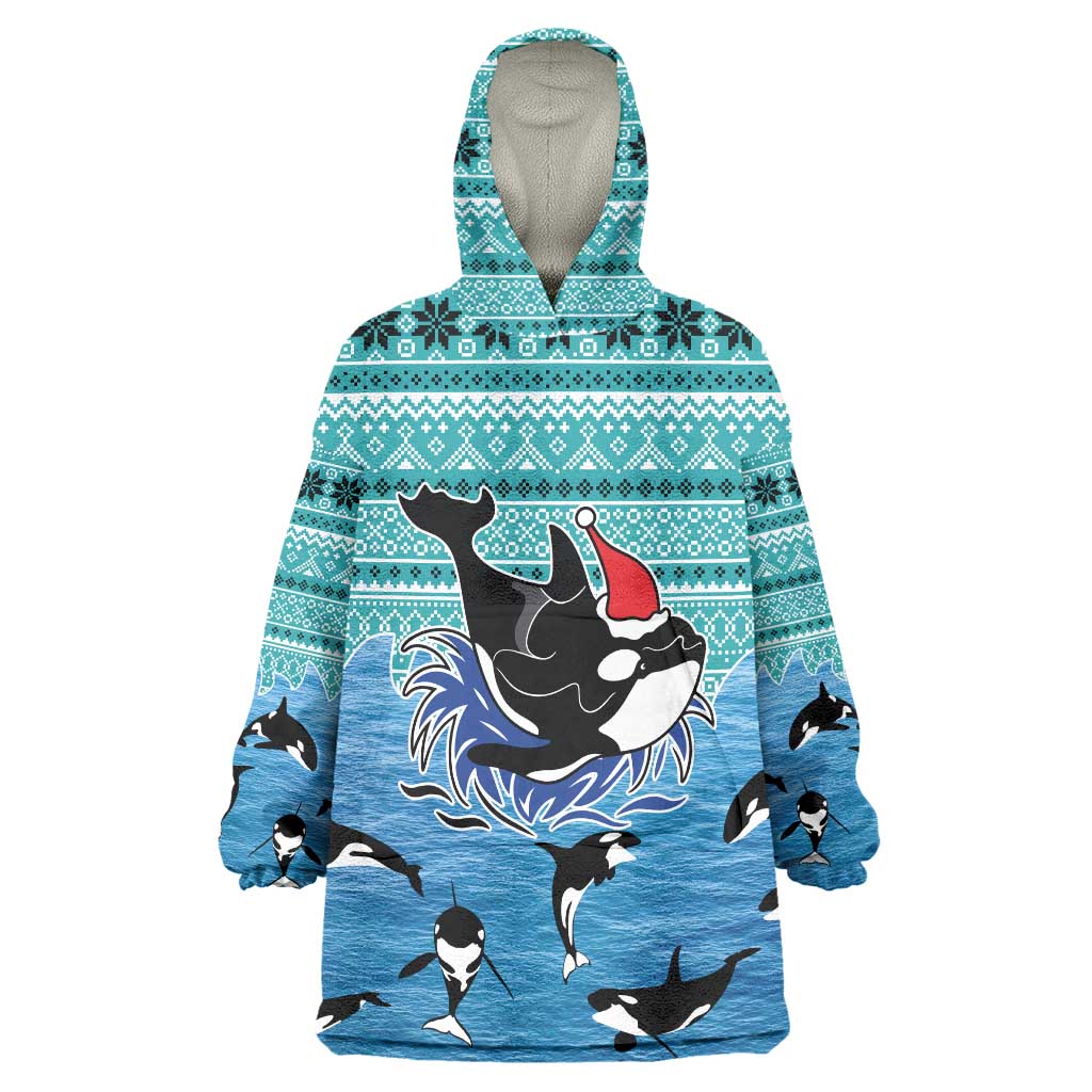Love Oracle Whale Christmas Wearable Blanket Hoodie Xmas Holiday Patterns - Wonder Print Shop