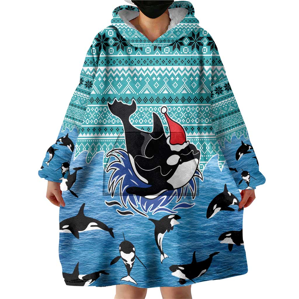 Love Oracle Whale Christmas Wearable Blanket Hoodie Xmas Holiday Patterns - Wonder Print Shop