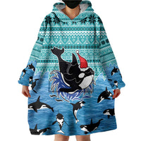 Love Oracle Whale Christmas Wearable Blanket Hoodie Xmas Holiday Patterns - Wonder Print Shop