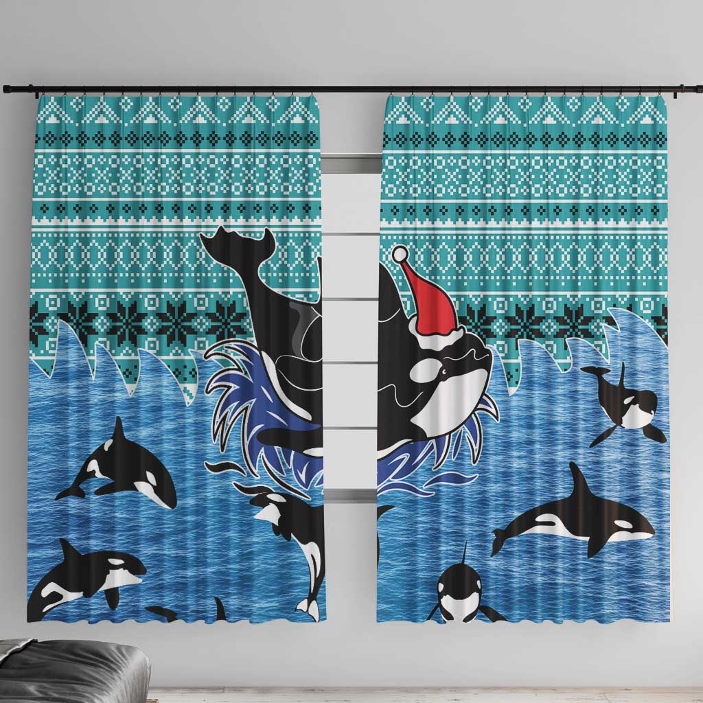 Love Oracle Whale Christmas Window Curtain Xmas Holiday Patterns - Wonder Print Shop