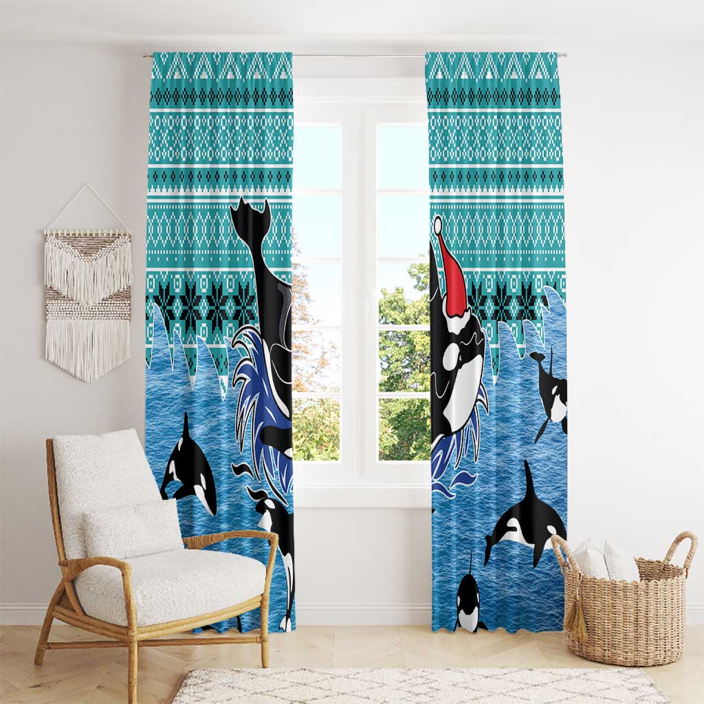 Love Oracle Whale Christmas Window Curtain Xmas Holiday Patterns - Wonder Print Shop