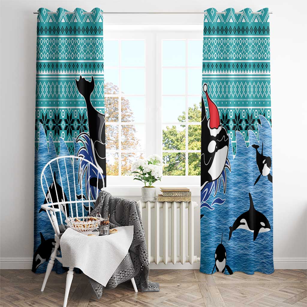 Love Oracle Whale Christmas Window Curtain Xmas Holiday Patterns - Wonder Print Shop