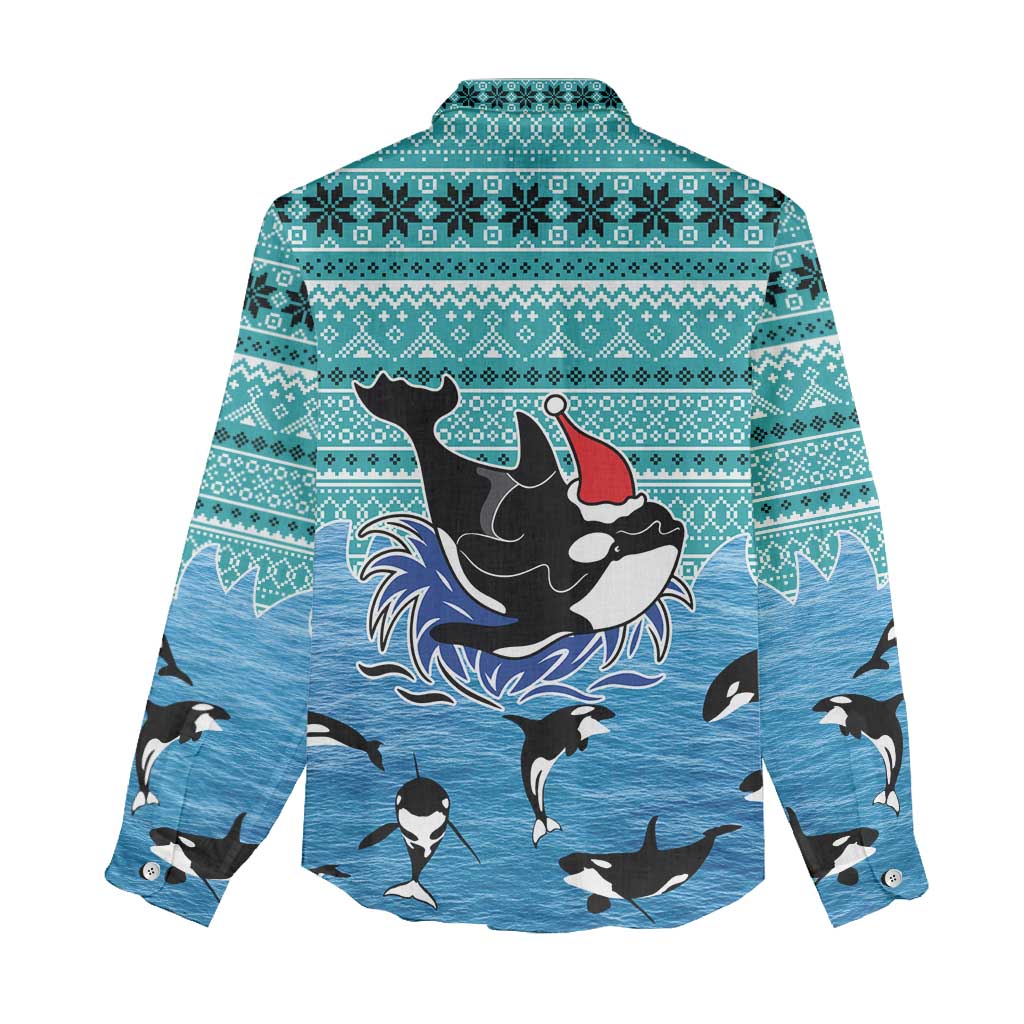 Love Oracle Whale Christmas Women Casual Shirt Xmas Holiday Patterns - Wonder Print Shop