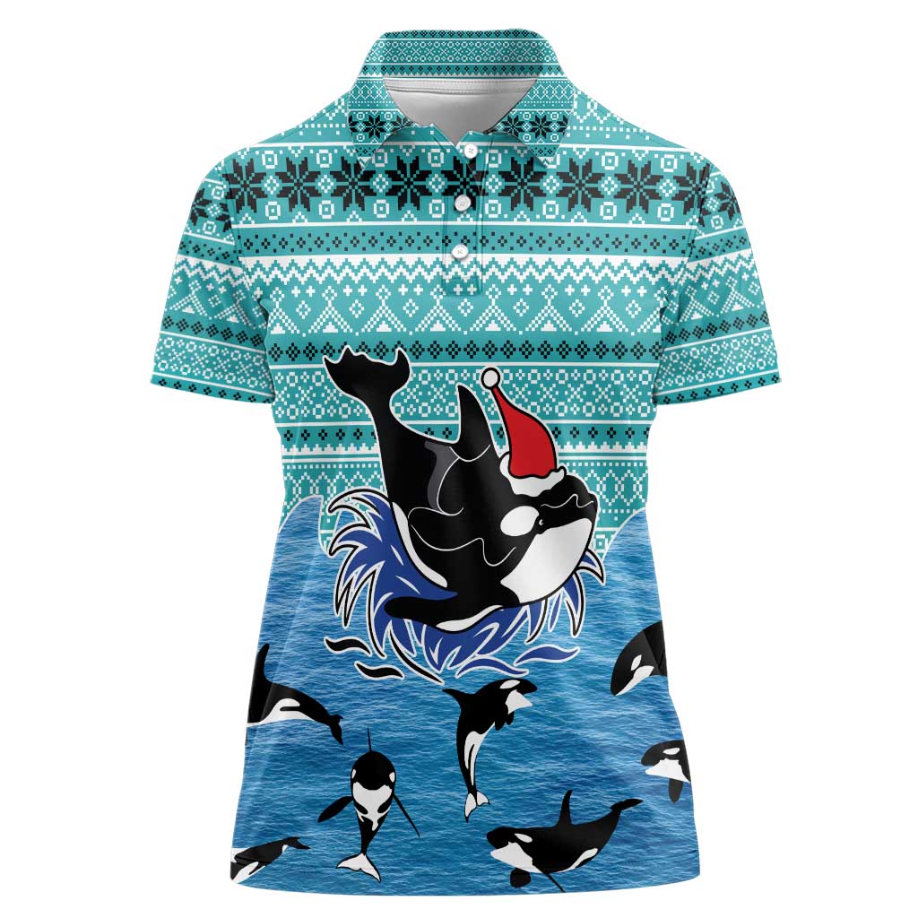 Love Oracle Whale Christmas Women Polo Shirt Xmas Holiday Patterns - Wonder Print Shop