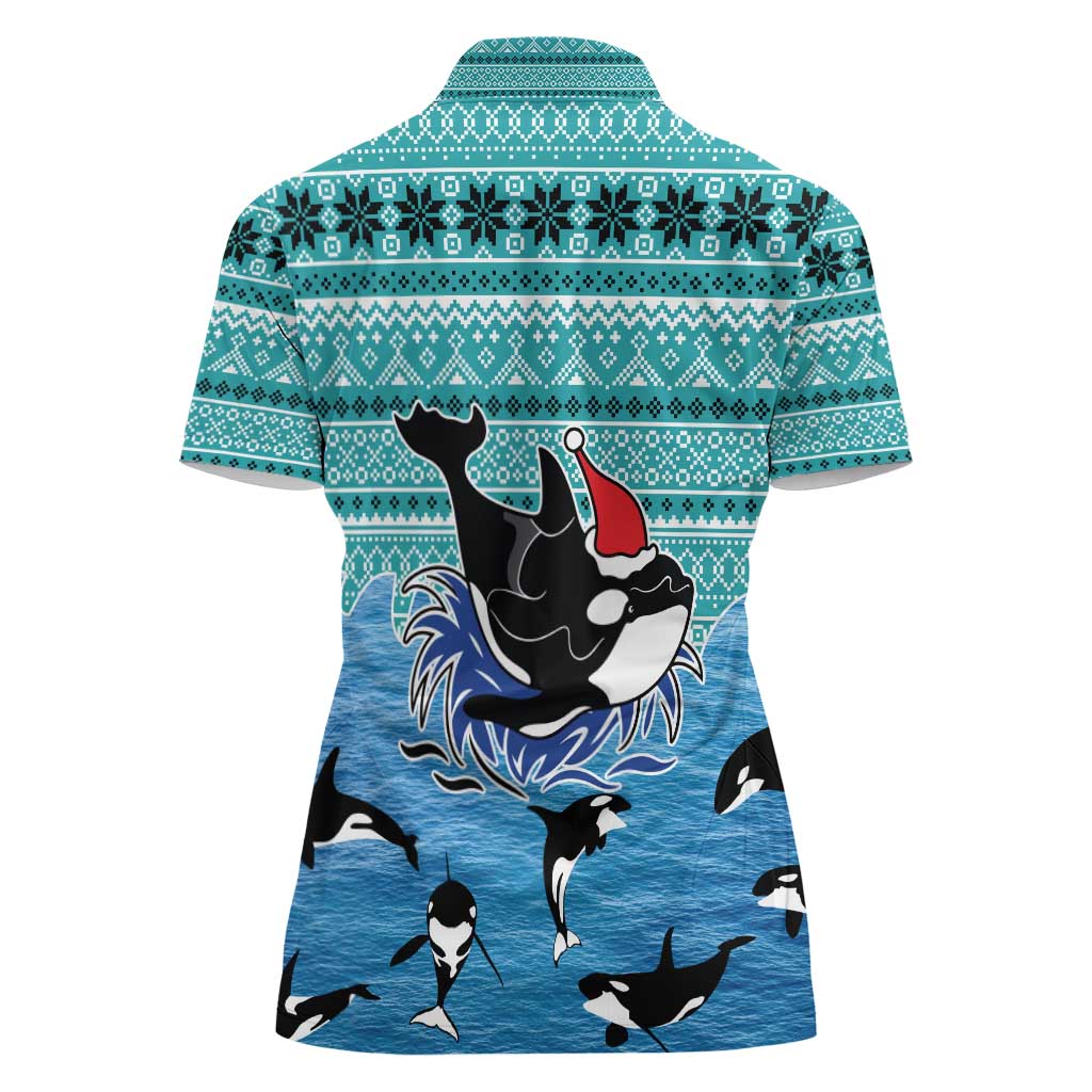 Love Oracle Whale Christmas Women Polo Shirt Xmas Holiday Patterns - Wonder Print Shop
