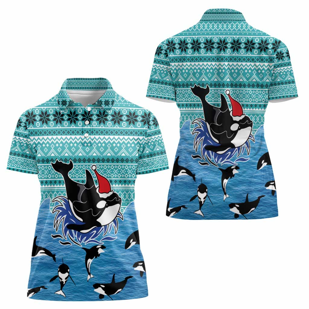 Love Oracle Whale Christmas Women Polo Shirt Xmas Holiday Patterns - Wonder Print Shop