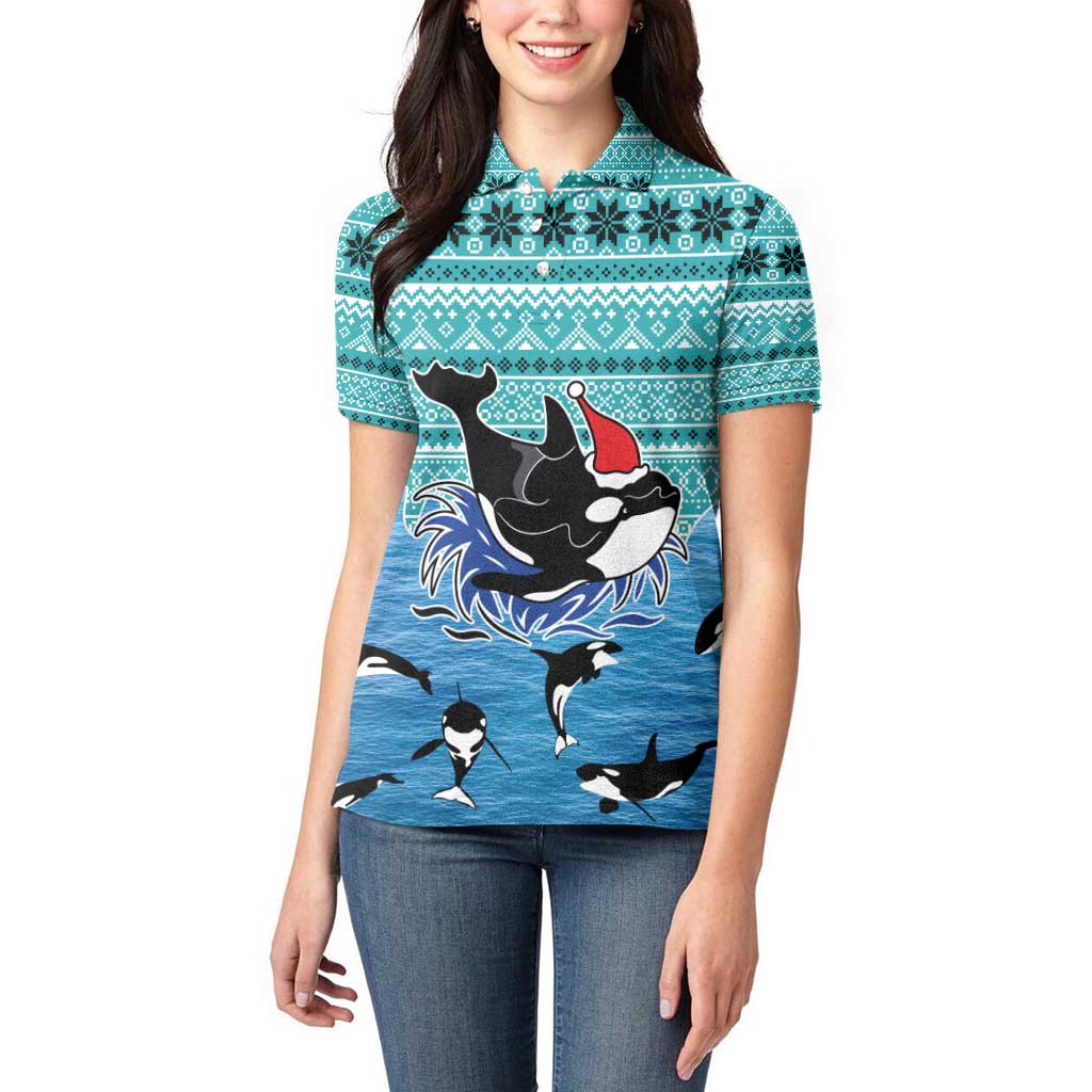 Love Oracle Whale Christmas Women Polo Shirt Xmas Holiday Patterns - Wonder Print Shop