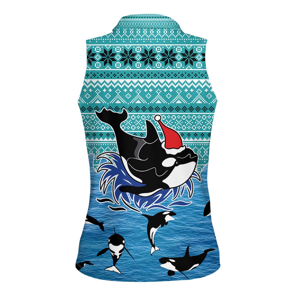 Love Oracle Whale Christmas Women Sleeveless Polo Shirt Xmas Holiday Patterns - Wonder Print Shop
