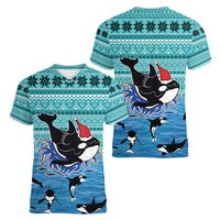 Love Oracle Whale Christmas Women V-Neck T-Shirt Xmas Holiday Patterns - Wonder Print Shop