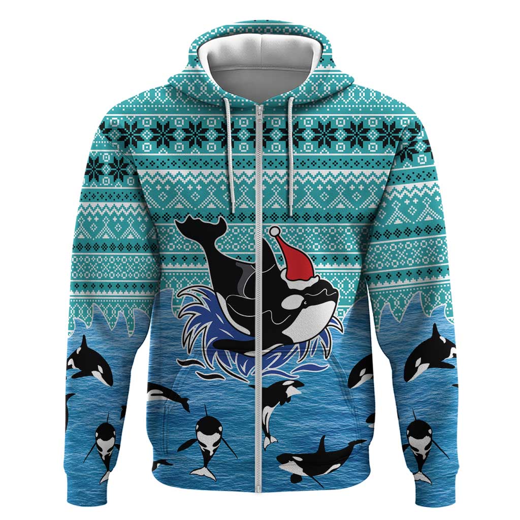 Love Oracle Whale Christmas Zip Hoodie Xmas Holiday Patterns - Wonder Print Shop