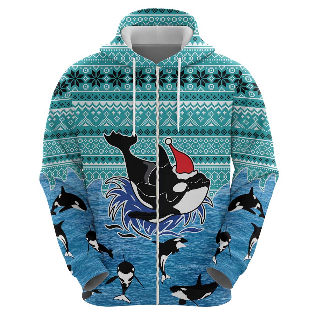 Love Oracle Whale Christmas Zip Hoodie Xmas Holiday Patterns - Wonder Print Shop