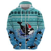Love Oracle Whale Christmas Zip Hoodie Xmas Holiday Patterns - Wonder Print Shop