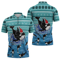 Love Oracle Whale Christmas Zipper Polo Shirt Xmas Holiday Patterns - Wonder Print Shop