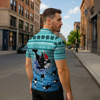 Love Oracle Whale Christmas Zipper Polo Shirt Xmas Holiday Patterns - Wonder Print Shop