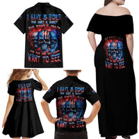 I Have 3 Sides 3 Skulls Family Matching Off Shoulder Maxi Dress and Hawaiian Shirt - Wonder Print Shop