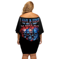 I Have 3 Sides 3 Skulls Family Matching Off Shoulder Short Dress and Hawaiian Shirt - Wonder Print Shop