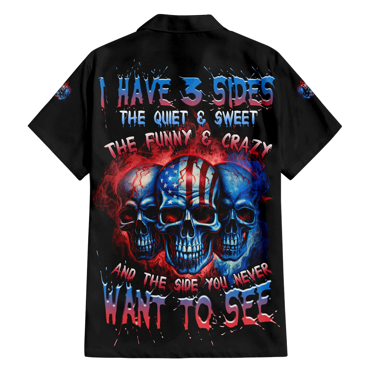 I Have 3 Sides 3 Skulls Family Matching Puletasi Dress and Hawaiian Shirt - Wonder Print Shop