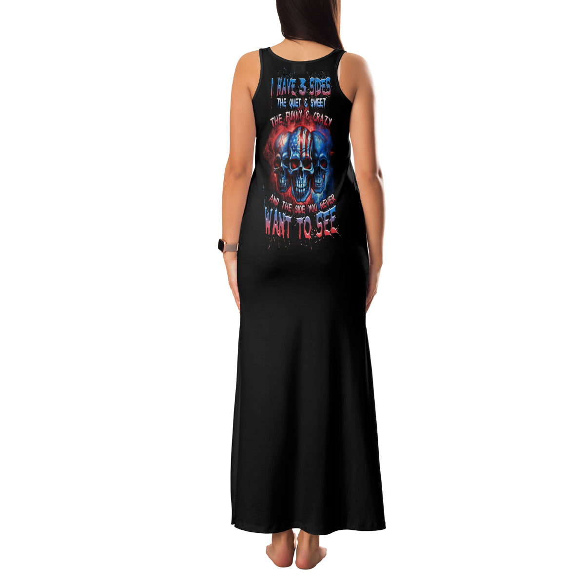 I Have 3 Sides 3 Skulls Family Matching Tank Maxi Dress and Hawaiian Shirt - Wonder Print Shop