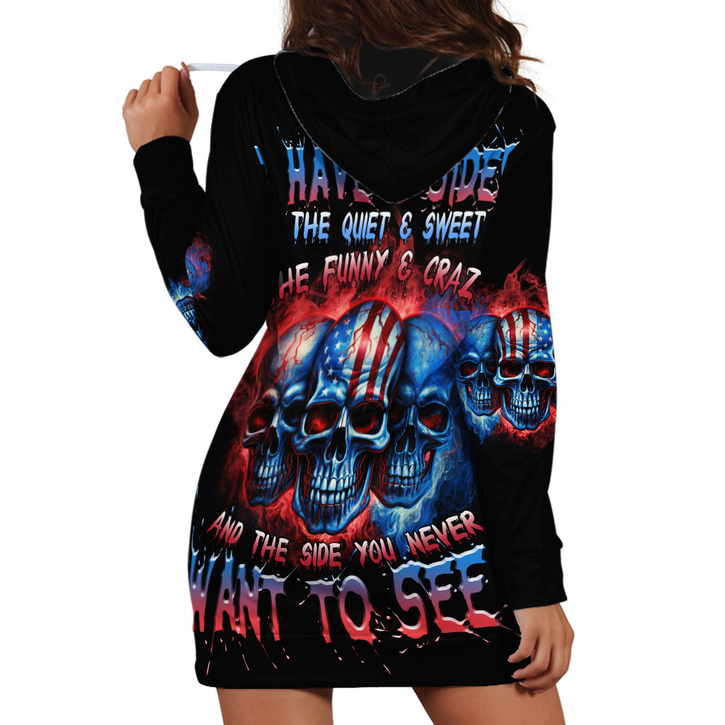 I Have 3 Sides 3 Skulls Hoodie Dress - Wonder Print Shop