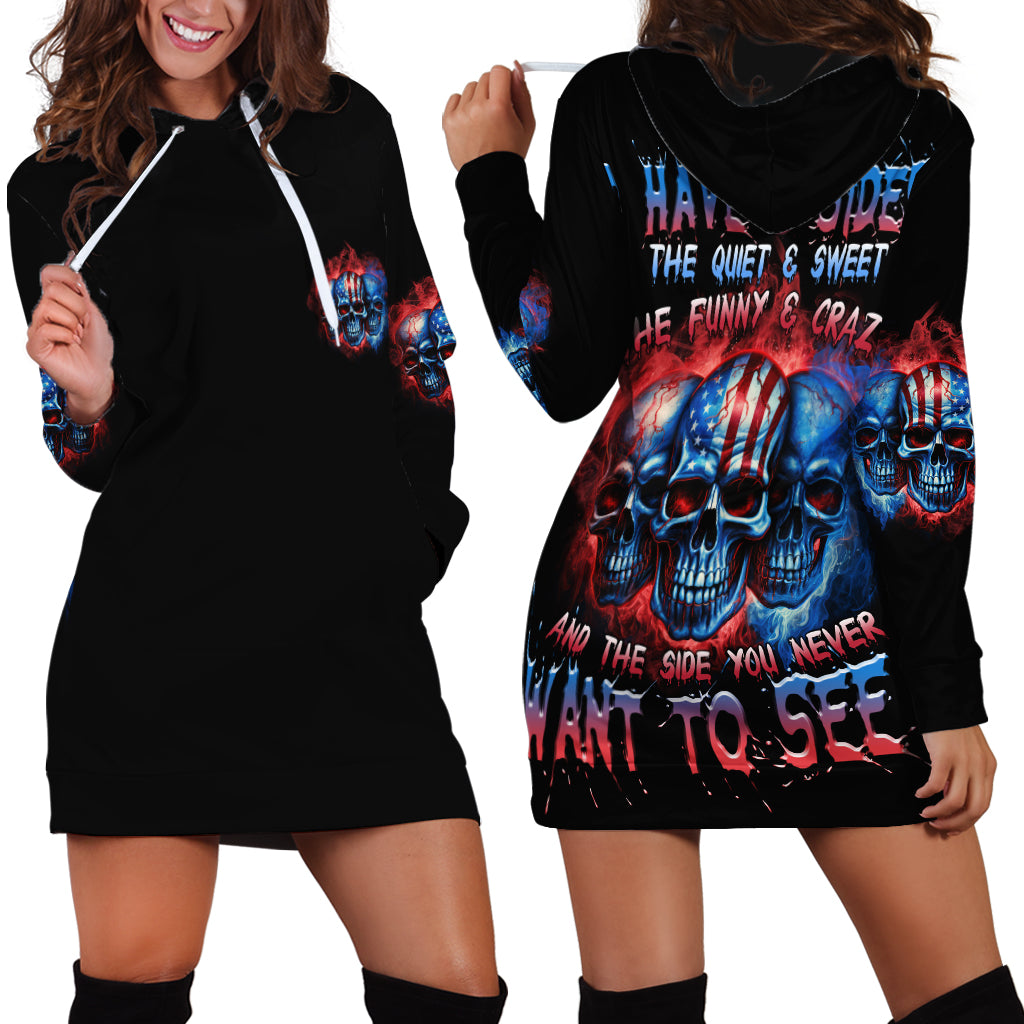 I Have 3 Sides 3 Skulls Hoodie Dress - Wonder Print Shop