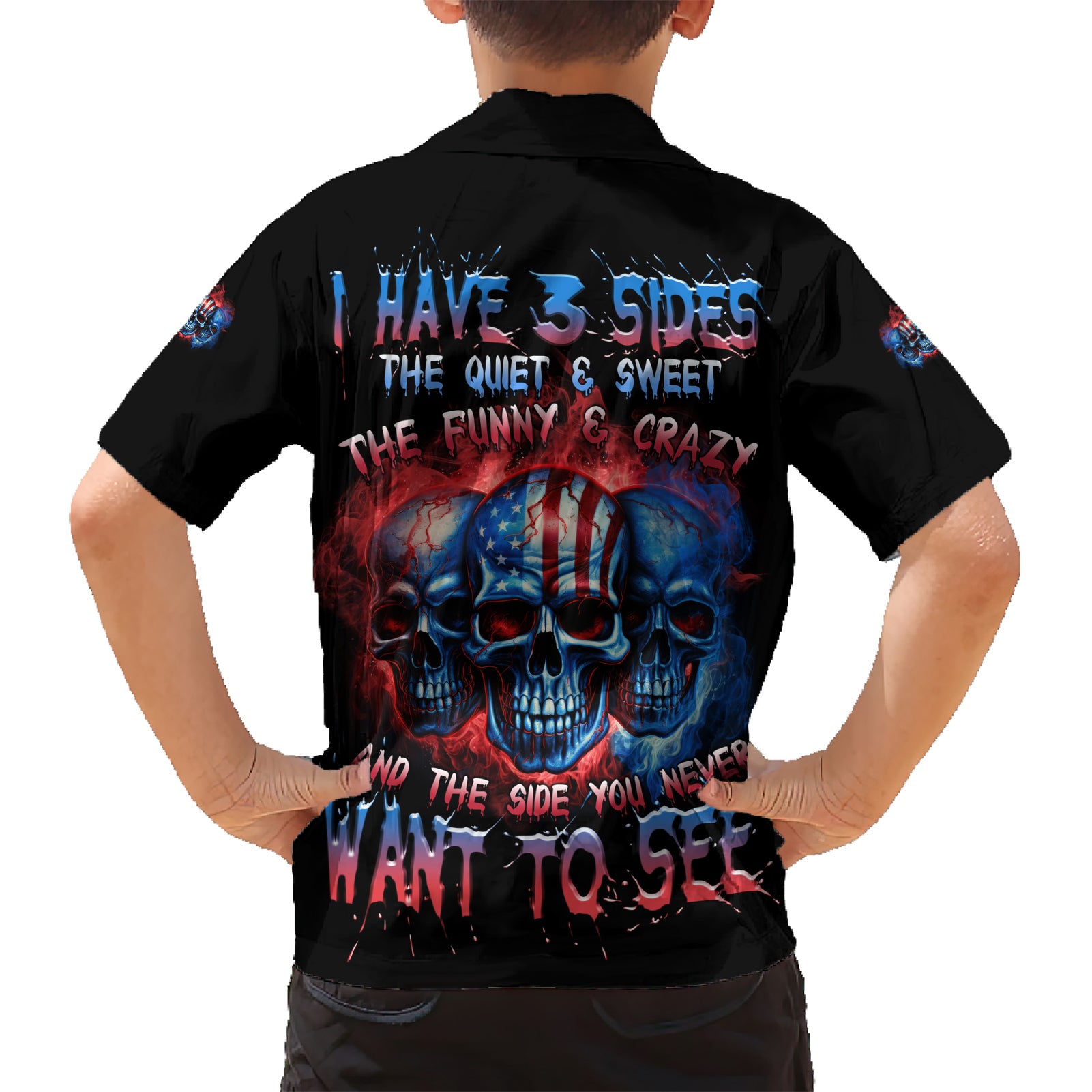 I Have 3 Sides 3 Skulls Kid Hawaiian Shirt - Wonder Print Shop