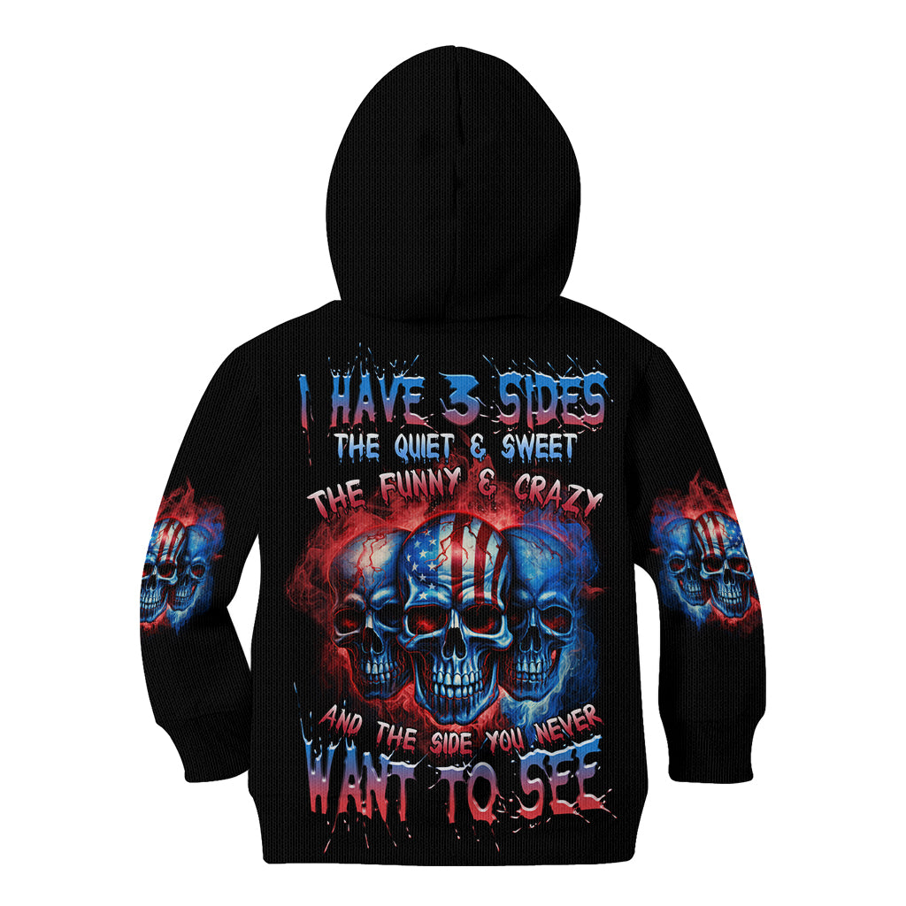 I Have 3 Sides 3 Skulls Kid Hoodie - Wonder Print Shop