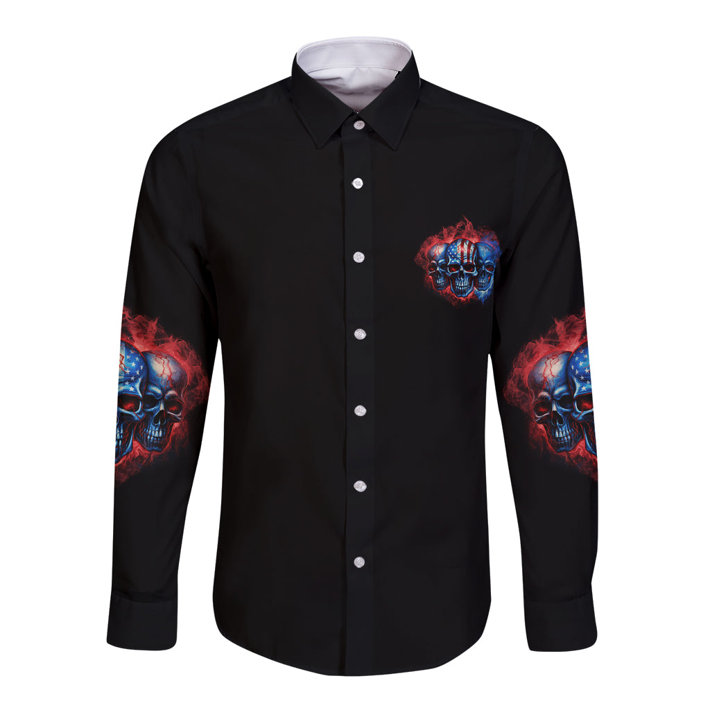 I Have 3 Sides 3 Skulls Long Sleeve Button Shirt - Wonder Print Shop