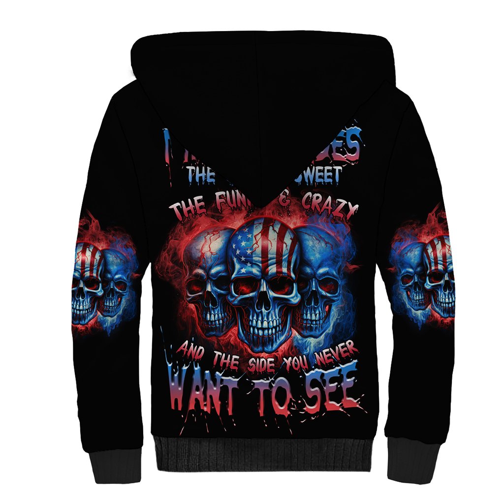 I Have 3 Sides 3 Skulls Sherpa Hoodie - Wonder Print Shop