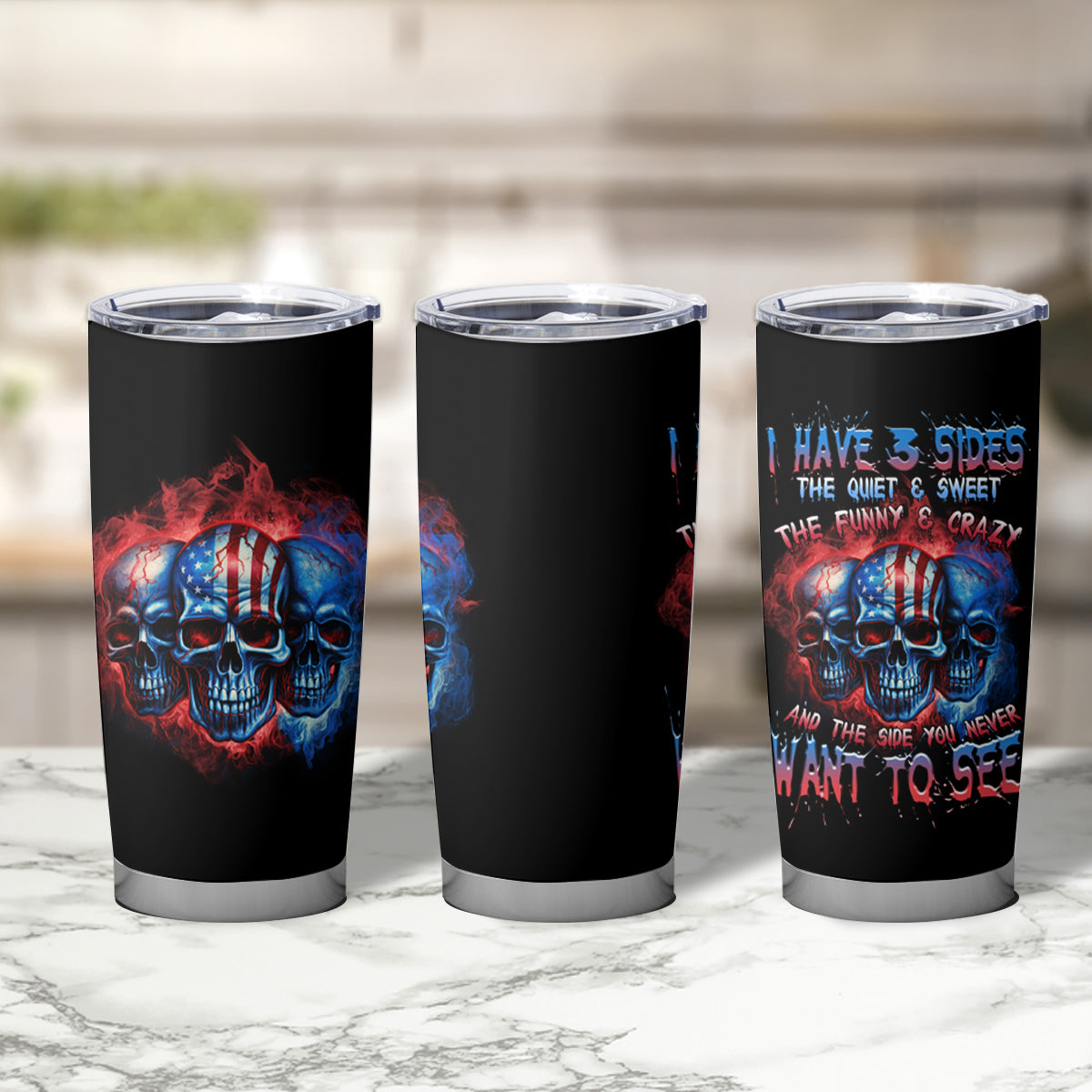 I Have 3 Sides 3 Skulls Tumbler Cup - Wonder Print Shop