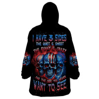 I Have 3 Sides 3 Skulls Wearable Blanket Hoodie - Wonder Print Shop