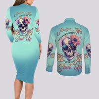 Judge Me When You're Perfect Couples Matching Long Sleeve Bodycon Dress and Long Sleeve Button Shirt - Wonder Print Shop