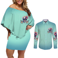 Judge Me When You're Perfect Couples Matching Off Shoulder Short Dress and Long Sleeve Button Shirt - Wonder Print Shop