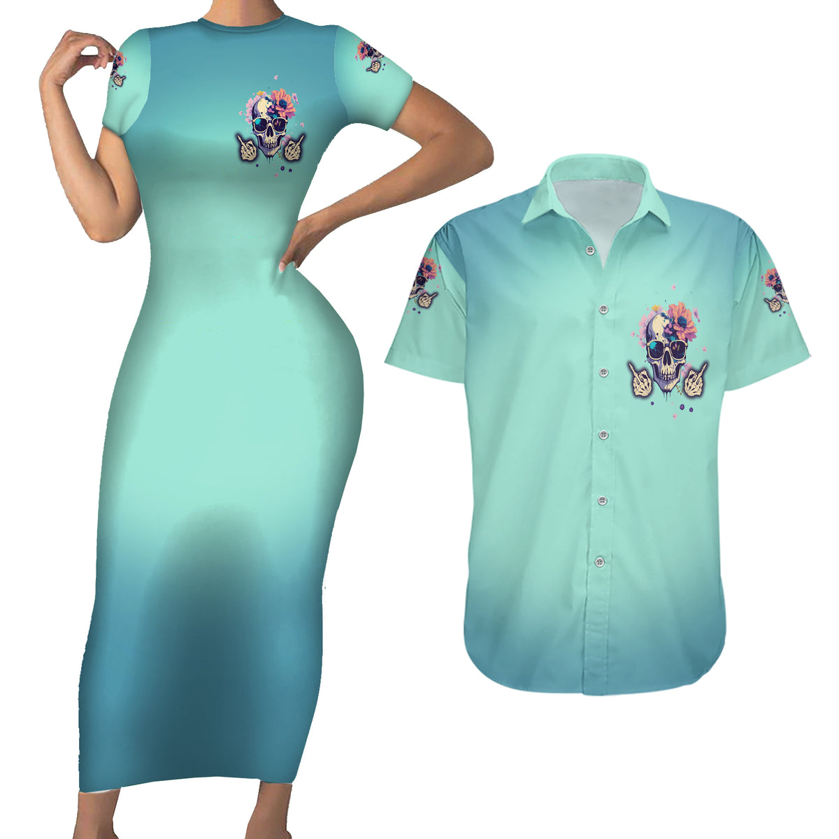 Judge Me When You're Perfect Couples Matching Short Sleeve Bodycon Dress and Hawaiian Shirt - Wonder Print Shop