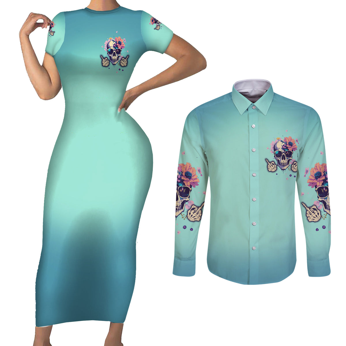 Judge Me When You're Perfect Couples Matching Short Sleeve Bodycon Dress and Long Sleeve Button Shirt - Wonder Print Shop