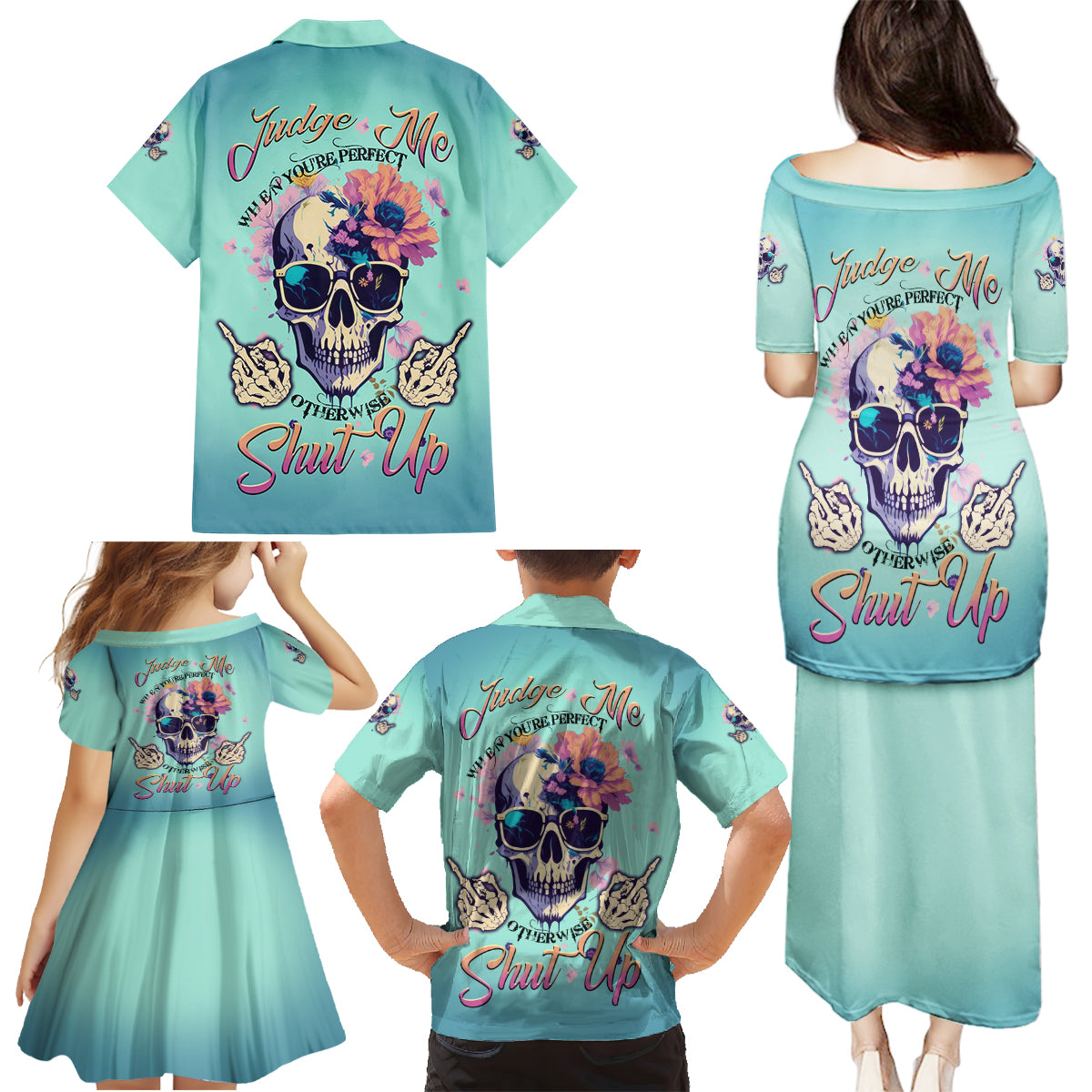 Judge Me When You're Perfect Family Matching Puletasi Dress and Hawaiian Shirt - Wonder Print Shop