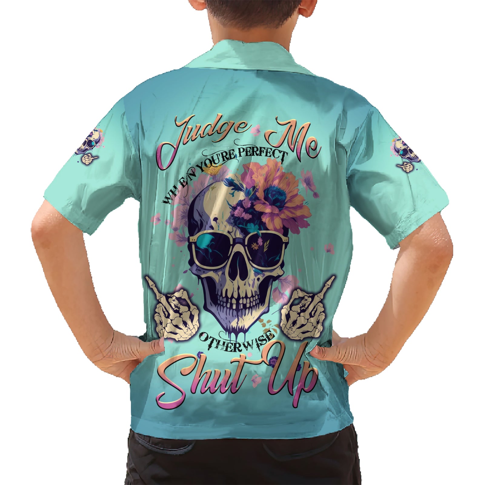 Judge Me When You're Perfect Kid Hawaiian Shirt - Wonder Print Shop