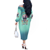 Judge Me When You're Perfect Off The Shoulder Long Sleeve Dress - Wonder Print Shop