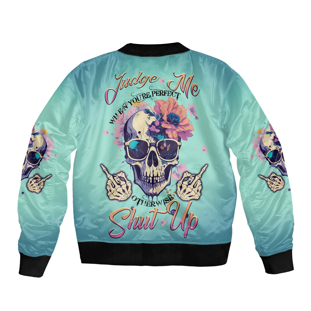 Judge Me When You're Perfect Sleeve Zip Bomber Jacket - Wonder Print Shop