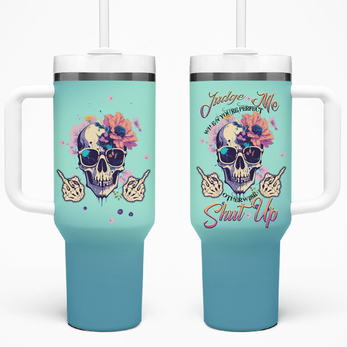 Judge Me When You're Perfect Tumbler With Handle - Wonder Print Shop
