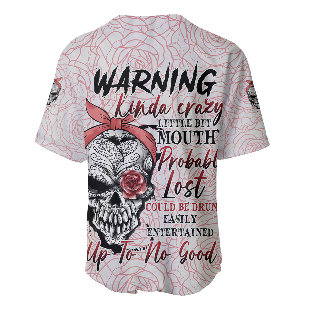 Warning Kinda Crazy Tattooed Girl Rose Baseball Jersey - Wonder Print Shop