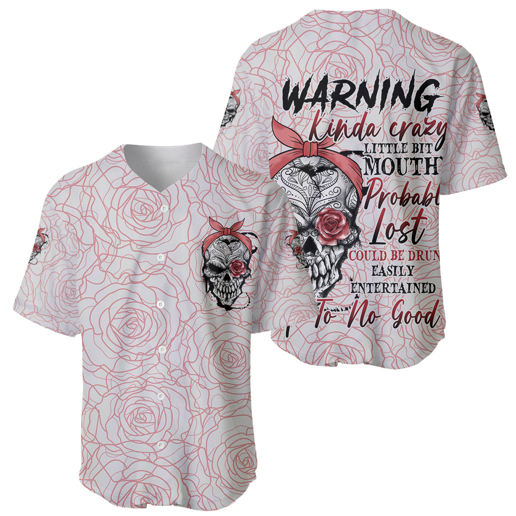 Warning Kinda Crazy Tattooed Girl Rose Baseball Jersey - Wonder Print Shop
