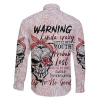 Warning Kinda Crazy Tattooed Girl Rose Family Matching Long Sleeve Bodycon Dress and Hawaiian Shirt - Wonder Print Shop