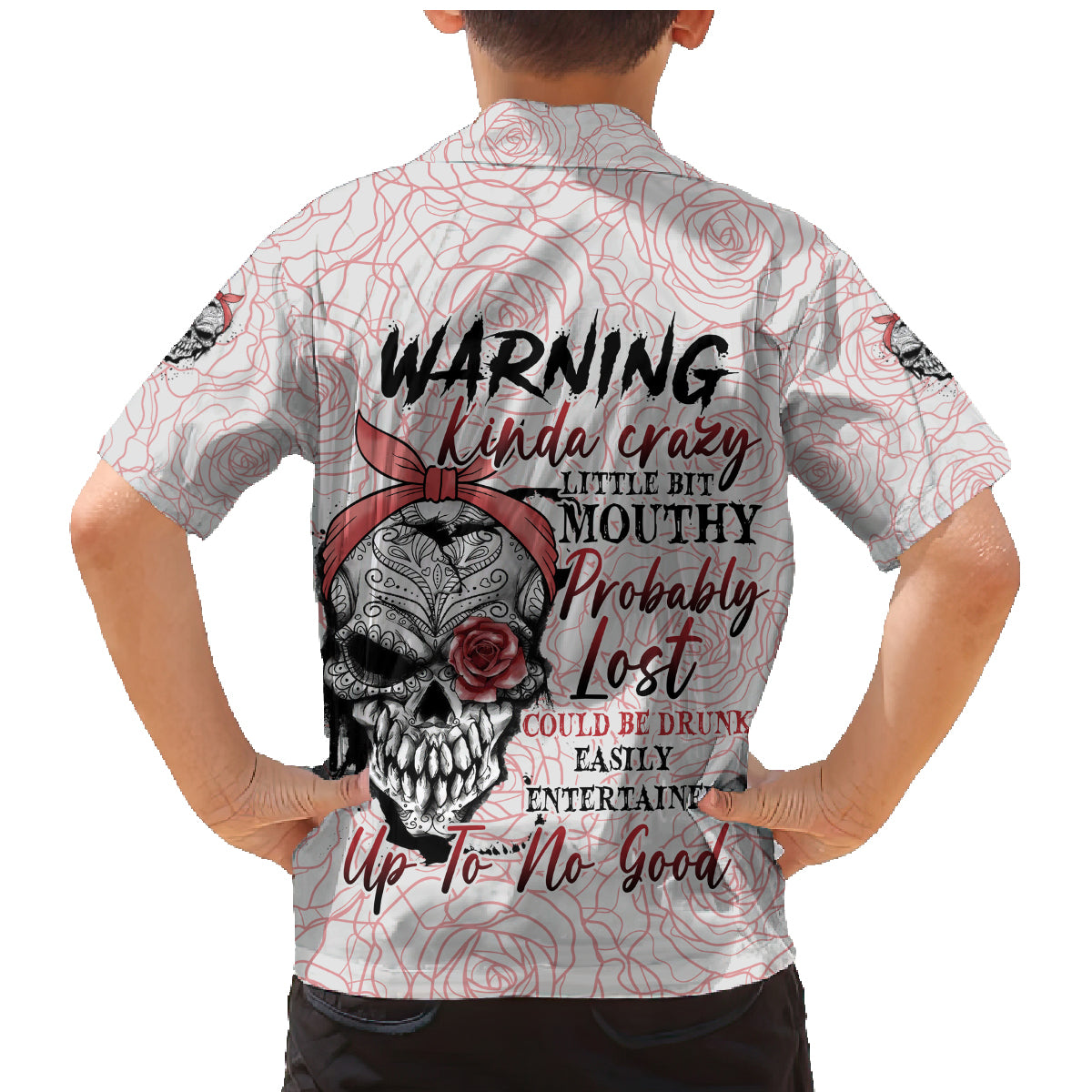 Warning Kinda Crazy Tattooed Girl Rose Family Matching Mermaid Dress and Hawaiian Shirt - Wonder Print Shop